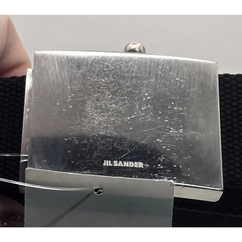 NWT JIL SANDER Mens Black Canvas Silver Buckle Adjustable Belt - Small Scratches - Picture 6 of 6